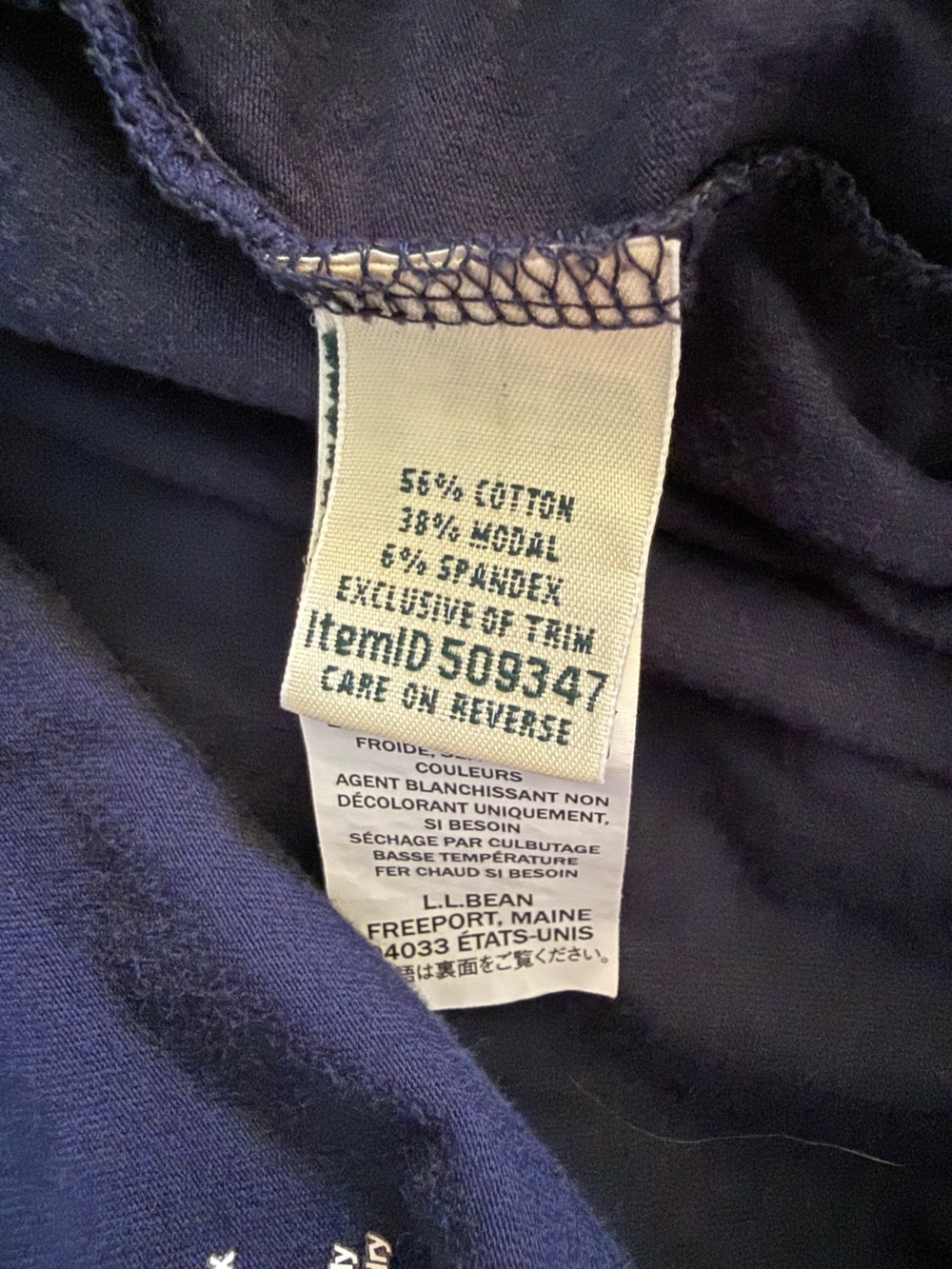 LL Bean Super Soft Shrink-Free Button-Front Long Sleeve Pajama Set Bright Navy - Picture 16 of 16